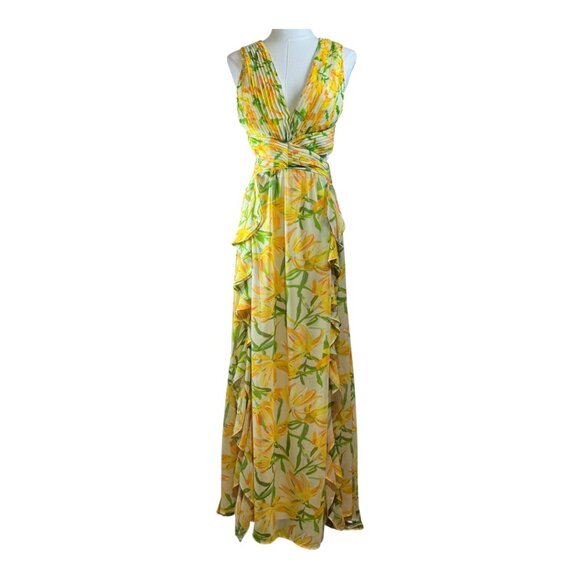 Astr Dresses & Skirts - ASTR The Label Alyssa Ruffle Floral Pleated Cut-Out Maxi Dress Size M
